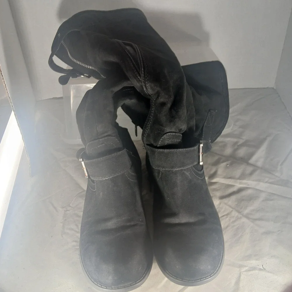 JustFab Bayley WC Black Tall Over The Knee Slouch Boots‎ Womens 6.5 Wide Calf